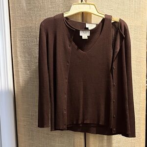 LOFT Chocolate Brown Button Down Shirt